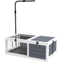 PawHut Maison enclos cage pour petit animal tortue avec 2 espaces support de lampe réglable 81 x 48 x 31,5 cm gris