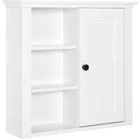 HOMCOM Armoire Murale Salle de Bain Blanche 1 Porte 3 Niches Bois Élégante 53Lx14,5lx50,5H cm Aosom France