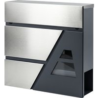 HOMCOM Wall-Mount Mailbox, Weatherproof with Newspaper Holder and 2 Keys for Exterior Wall, Dark Gray | Aosom Ireland