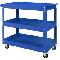 DURHAND Chariot desserte d'atelier acier 3 plateaux sur roulettes avec poignée charge max. 150 kg 83 x 35,3 x 76 cm acier bleu