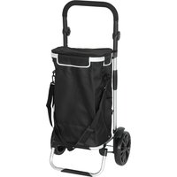 HOMCOM Chariot de courses pliable 40 L caddie de courses portable à roulettes avec poignée télescopique, 45,5x35,5x97cm, noir