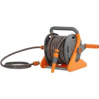 Outsunny Portable Garden Hose Reel, 20+2 m Wall Mounted Hose Reel with 2 Patterns Spray Nozzle and Crank Handle, Orange | Aosom Ireland
