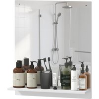 HOMCOM Miroir de salle de bain avec étagère, 50 x 60 cm, miroir mural moderne pour chambre, entrée, couloir, blanc