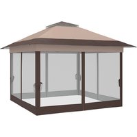 Outsunny Tonnelle barnum de jardin pop-up pliant acier polyester moustiquaires + sac de transport à roulettes kaki marron