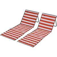 Outsunny Lot de 2 tapis de plage rembourré matelas de plage dossier inclinable multi-positions 142 x 51 x 40 cm blanc et rouge