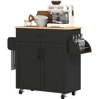 HOMCOM Dessert îlot de cuisine multi-rangements tiroirs placard 2 portes avec étagère réglable 105 x 36 x 85 cm noir