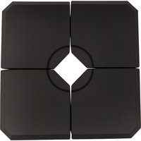 Outsunny Lot de 4 dalles pour parasol à lester A remplir d'eau jusqu'à 80 kg ou de sable jusqu'à 120 kg - dim. tot. 100L x 100l x 9,5H cm HDPE noir