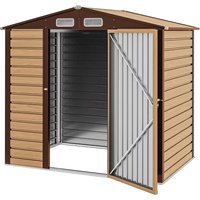 Outsunny Abri de Jardin 2,27 m², Dim. 190L x 131l x 188H cm gants inclus porte verrouillable ventilations tôle acier chêne