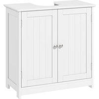 kleankin Vasque salle de bain meubles sous lavabo placard 2 portes avec étagère dim. 60L x 30l x 60H cm MDF blanc Aosom France