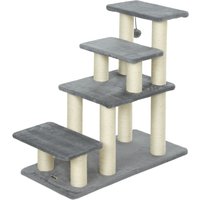 PawHut Escalier pour animaux domestiques réglable 3/4 marches échelle pour chat chien griffoirs sisal 70 x 32 x 68 cm gris