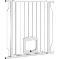 PawHut Barrière de sécurité chien extensible 75-85 cm, barrière d'escalier double verrouillage, hauteur 76 cm, blanc