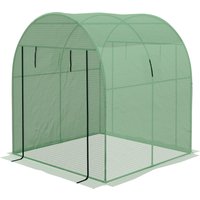 Outsunny Serre de jardin serre tunnel de jardin 3,24m² PE Haute densité 135 g/m², avec 2 portes zippées 180 x 180 x 200 cm, vert