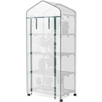 Outsunny Serre de jardin balcon étagère serre 4 niveaux 69 x 50 x 165 cm acier époxy bâche amovible PE haute densité blanc