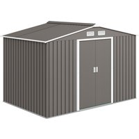 Outsunny Abri de Jardin 2,77L x 1,91l x 1,92H m Fondation Incluse Porte coulissante ventilations tôle Acier Gris