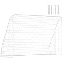 HOMCOM Cage de foot but football cadre métal maille du filet assemblage démontage facile idéale pour école parc jardin cour blanc