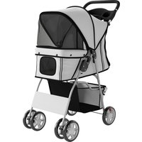 PawHut Poussette buggy pliable animaux chariot pliante chien chat porte-gobelet panier de rangement 75 x 45 x 97 cm gris