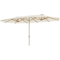 Outsunny Parasol de jardin double 455 x 265 cm rectangulaire, manivelle, poteau en acier, polyester 180g/m², abri soleil UPF30+