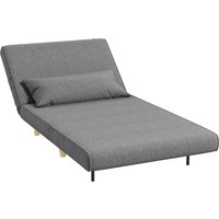 HOMCOM Fauteuil convertible 1 place, fauteuil-lit chauffeuse 3 en 1, dossier réglable, oreiller, tissu en lin, 94x78x80cm, gris