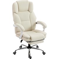 HOMCOM Chaise bureau ergonomique, fauteuil de bureau avec dossier inclinable, hauteur réglable, 64x73x112-120cm, beige