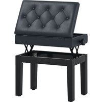 Homcom Banquette Tabouret Siège pour Piano Hauteur Réglable Coffre de Rangement Interne Assise Capitonné 55 x 33 x 48-58 cm Bois Noir