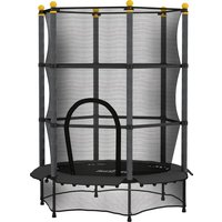 HOMCOM Trampoline Enfant Ø 1,40 × 1,90H m Filet de sécurité Porte zipée Couvre-Ressorts 6 poteaux rembourrés Inclus Noir