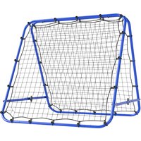 HOMCOM Filet de rebond double face 91 x 91 cm filet de rebond football pliable réglable dans 5 angles structure en acier bleu