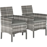 Outsunny Set of 2 Rattan Garden Chairs with Cushions | Aosom Ireland