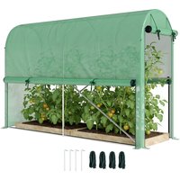 Outsunny Serre de Jardin Serre à tomates dim. 3L x 1l x 2H m Porte zippée déroulante 2 fenêtres latérales enroulables Acier PE Haute densité Vert