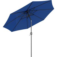 Outsunny Parasol en métal rond polyester 180g/m² manivelle inclinable Ø 3 x 2,45 m bleu