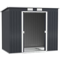 Outsunny Abri de jardin 2,77 m² 213 x 130 x 173 cm fondation incluse porte coulissante ventilations acier galvanisé gris foncé
