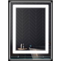 kleankin Miroir rond lumineux LED pour salle de bain Ø 80 cm mural avec éclairage 3 couleurs interrupteur tactile 46W blanc argent Aosom France