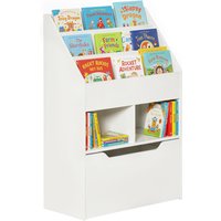 HOMCOM Bibliothèque 3 étagères 2 niches tiroir blanc Dim. 60L x 29,9l x 90H cm