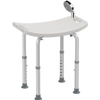 HOMCOM Siège de Douche réglable en Hauteur Tabouret de Douche Ergonomique Pieds antidérapants Charge Max. 136 Kg alu HDPE Blanc