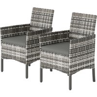 Outsunny Set de 2 Chaises de Jardin en Rotin, Chaises d'Extérieur avec Coussins