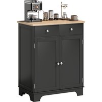 HOMCOM Meuble de rangement buffet salon avec placards, 2 tiroirs et étagères réglables, 68x40,3x85cm, noir et bois naturel