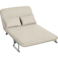 HOMCOM Canapé convertible 2 places canapé-lit 2 places avec dossier réglable et 2 coussins en revêtement aspect suède beige