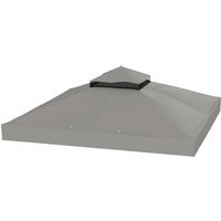 Outsunny Toile pour tonnelle 3 x 3 m toile de rechange pour tonnelle à 2 niveaux protection UPF30+ trous de drainage gris