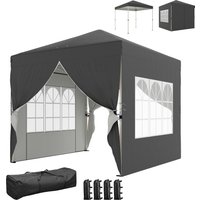 Outsunny Tonnelle de jardin 2,5 x 2,5 m pop up tonnelle pliante réglable en hauteur protection UV50+ montage facile gris foncé