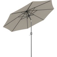 Outsunny Parasol en métal rond polyester 180g/m² manivelle inclinable Ø 3 x 2,45 m gris clair