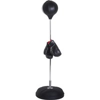 Homcom Punching Ball sur Pied Réglable en Hauteur avec Gants, Pompe et Base de Lestage 126-144 cm Noir aosom france