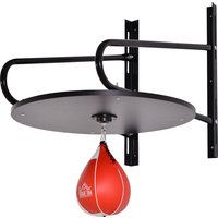 HOMCOM Punching Ball Poire de Vitesse Boxe avec Support Plateau tournant + Pompe MDF Hauteur Réglable Acier revêtement synthétique Rouge Noir