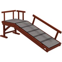 PawHut Wooden Dog Ramp with Removable Guardrails, Non-Slip Surface, 125 cm Long, Brown | Aosom Ireland