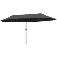 Outsunny Parasol de jardin XXL parasol grande taille ouverture fermeture manivelle acier polyester haute densité noir