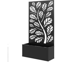 Outsunny Jardinière avec treillis à motif branche et feuille, bac à fleurs, pour plantes grimpantes, métal 61 x 23 x 113 cm noir