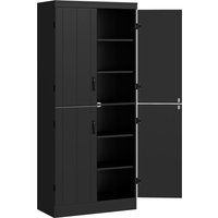 HOMCOM Buffet haut cuisine, armoire de cuisine avec 4 portes à 6 niveaux et étagères réglables, 76 x 40 x 176,7 cm, noir