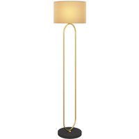 HOMCOM Lampadaire abat-jour en lin douille E27 style moderne interrupteur à pied pour salon et chambre 156 cm doré et noir