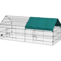PawHut Parc enclos cage lapin extérieur structure acier avec protection solaire et portes verrouillables 185 x 75 x 75 cm vert