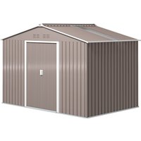 Outsunny Abri de jardin 5,4 m² 2,77 x 1,95 x 1,92 m fondation incluse porte coulissante ventilations tôle acier, gris clair