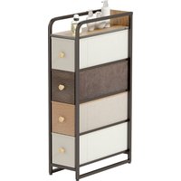 HOMCOM Commode avec 4 tiroirs en tissu pliables, commode chambre plateau et cadre en acier, 20 x 47 x 84,5 cm, multicolore