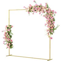 Outsunny Support d'arche de fond en métal doré pour mariage, 2 m, arche de jardin, mariage, arche de ballons floraux